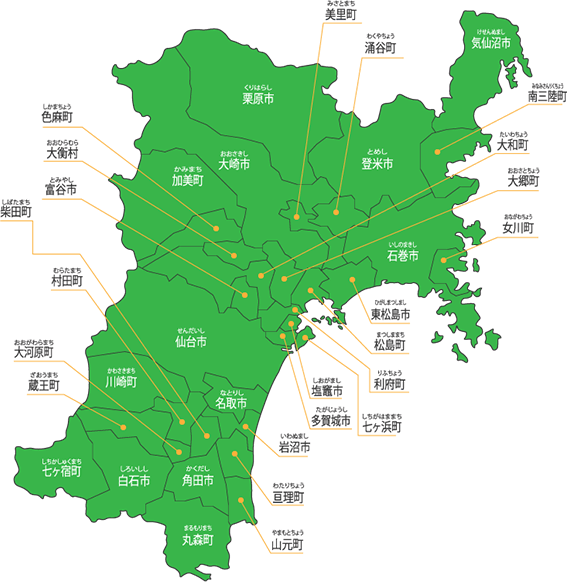 仙台市付近の地図
